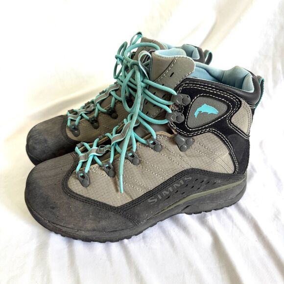 Simms Vapor Wading Boot Vibram Soles Outdoor Fly Fishing Blue Womens Size 10 - Picture 1 of 10